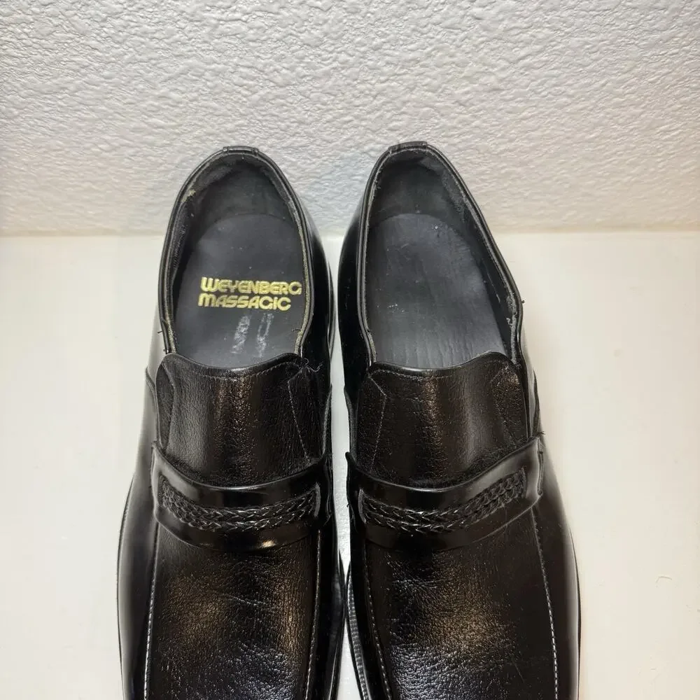 Weyenberg Massagic Men's Black Leather Slip-On Dress Loafers 7.5D Air Cushion